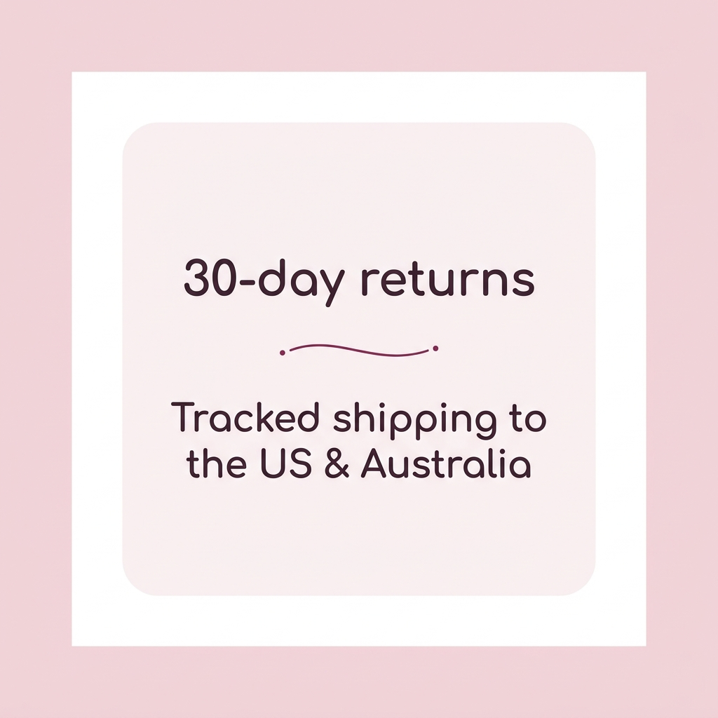 30-day returns and tracked shipping to the US and Australia