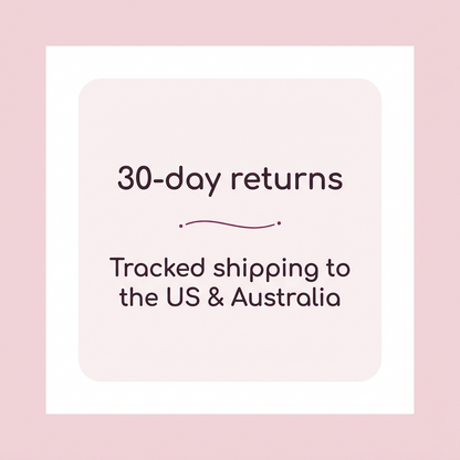 30-day returns and tracked shipping to the US and Australia